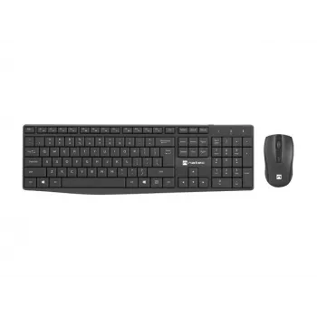 Vadu USB pilna izmēra tastatūras un peles komplekts NATEC SQUID — QWERTY US International, 105 taustiņi, melns, 1600 DPI pele