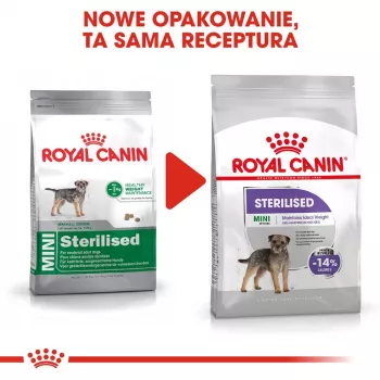 Sausā suņu barība Royal Canin Mini Sterilised Care — 3 kg, vista, sterilizētām mazo šķirņu (5–10 kg) suņiem, pieaugušiem, 30% olbaltumvielu