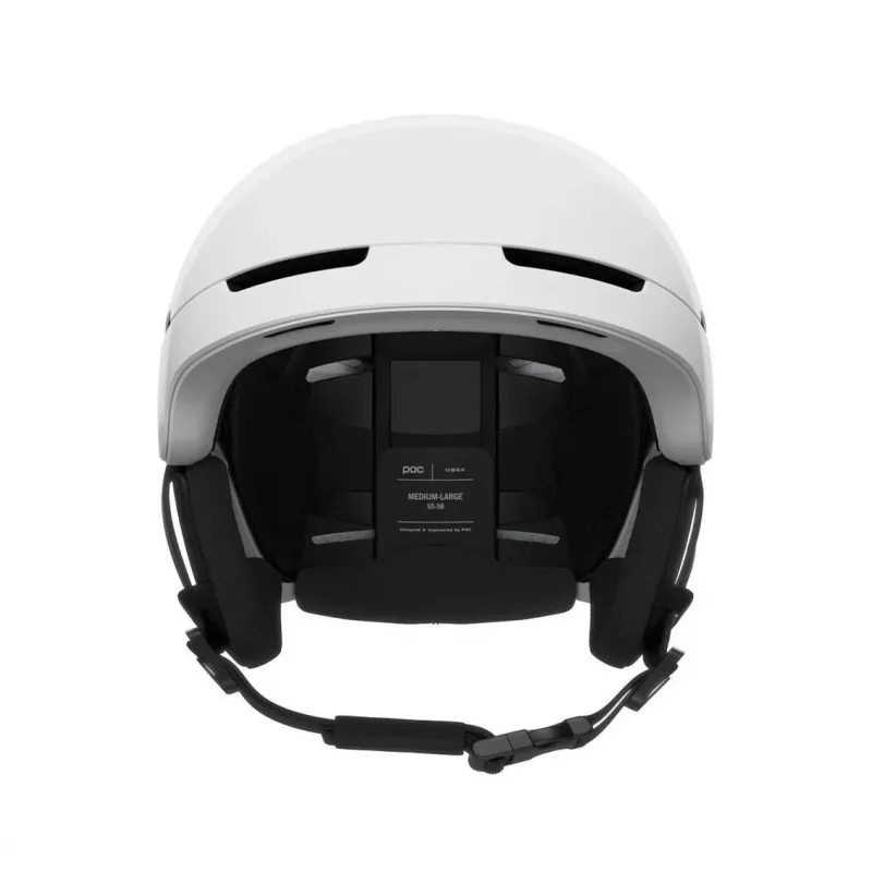 Atvērta tipa ķivere POC Obex MIPS — formēta cietā apvalka konstrukcija, M/L (55–58 cm), ABS apvalks, EPS putas, matēti balta, 500 g