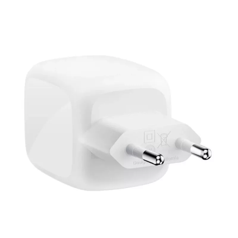 Iekštelpu maiņstrāvas ātrais lādētājs Belkin WCH020KQ2MWH-B6 — 2x USB‑C, 2 m integrēts kabelis, balts