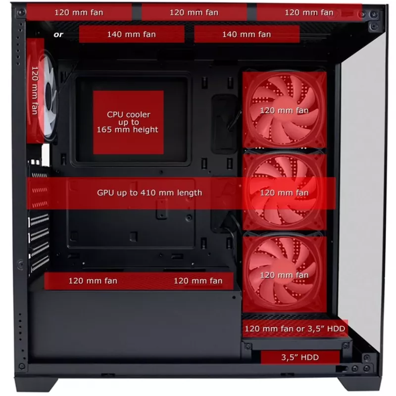 LC-Power korpuss MidiTower 715B melns USB3.2/Audio bez barošanas bloka SEAMLESS_X (LC-715B-ON)