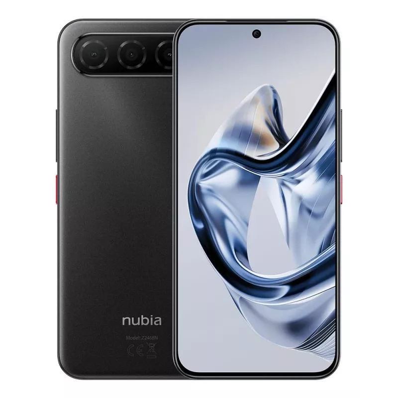 Viedtālrunis NUBIA Air 5G — 6,78 collu 1224×2720, Unisoc T8300, 20 GB RAM, 256 GB, 50 MP, 5000 mAh, Divas SIM, IP68/IP69, Melns