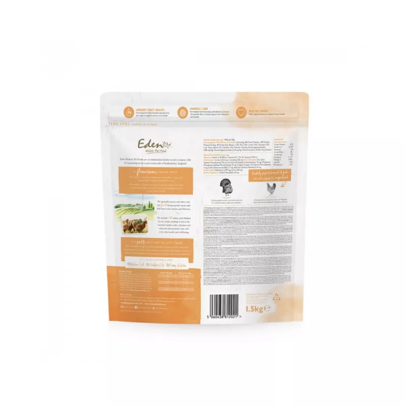 EDEN Turkey & Chicken - sausā kaķu barība - 1,5 kg