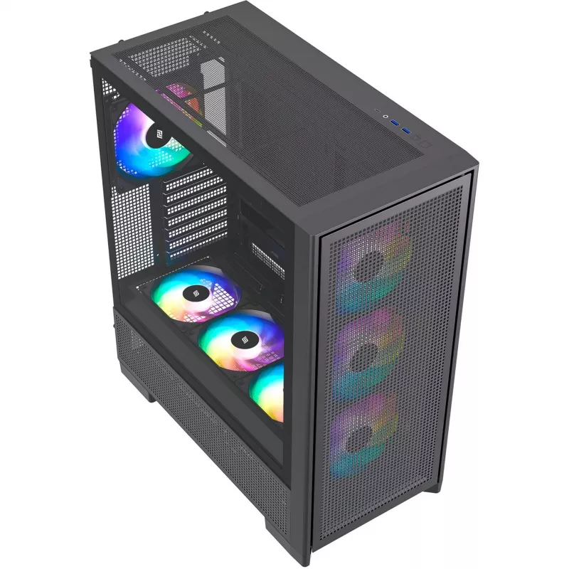 PC korpuss Silentware Air 2000 A-RGB Melns — mid-tower, rūdīta stikla sānu panelis