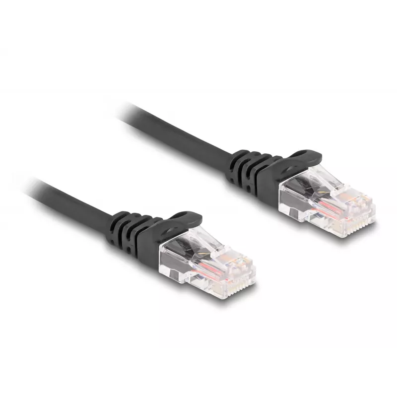 Tīkla kabelis DeLOCK RJ45 spirālkabelis vīrišķais–vīrišķais Cat.5e 2 m melns