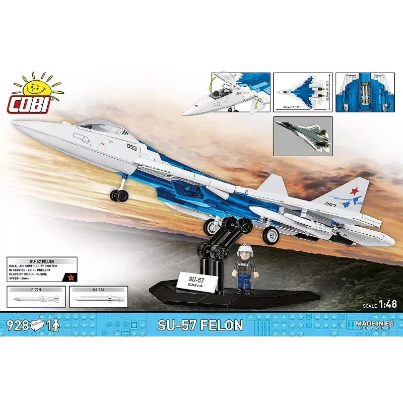 Konstrukciju komplekts Cobi SU-57 Felon, 928 gabali – Cobi modelis COBl-5909