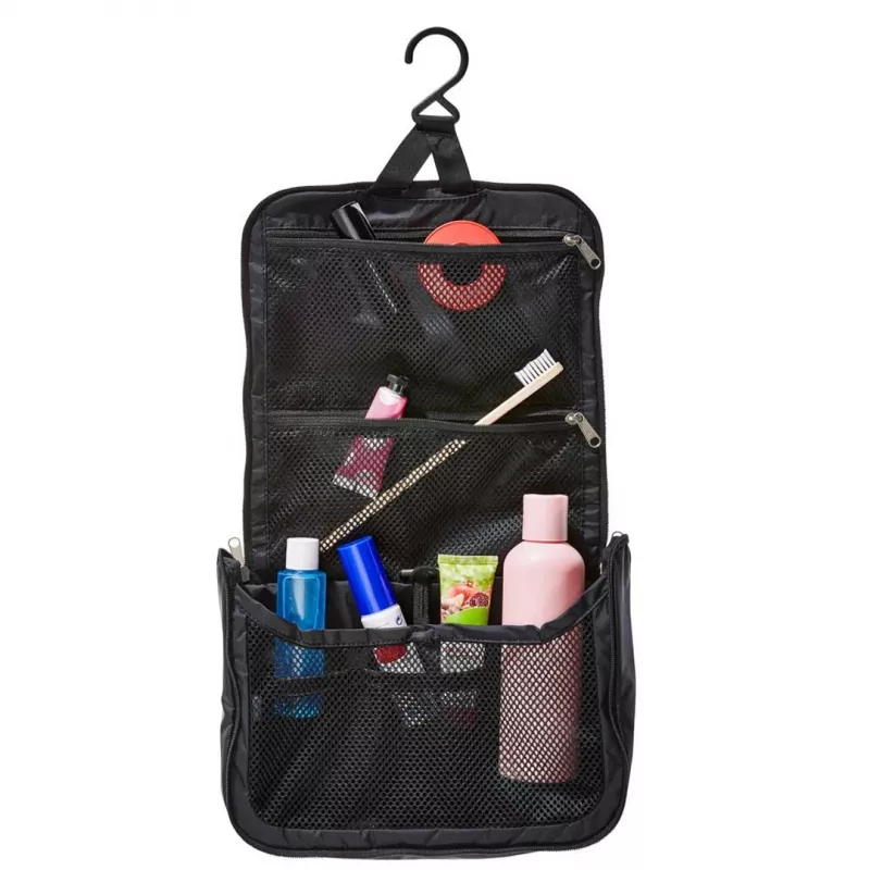 Tualetes piederumu soma DEUTER Wash Center Lite II — kompakta piekaramā mazgāšanas soma, melna