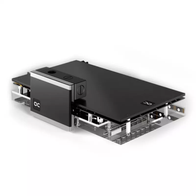 Ūdens dzesēšanas terminālis Alphacool Eisblock Aurora 180° (modelis 13763) — RGB savietojams, 180° leņķa terminālis