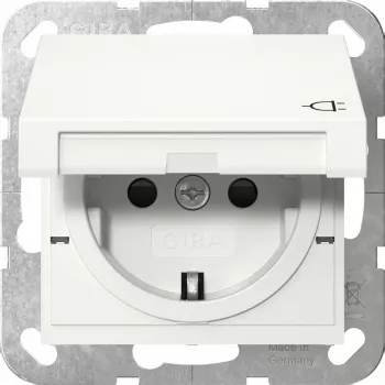 Kontaktligzda Schuko GIRA System 55, balta, IP44, 220–250 V, 50/60 Hz, dziļums 32 mm