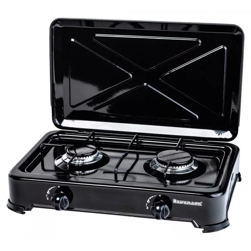 Countertop Hob Gas Ravanson K-02TB [melns; 2 zonas]