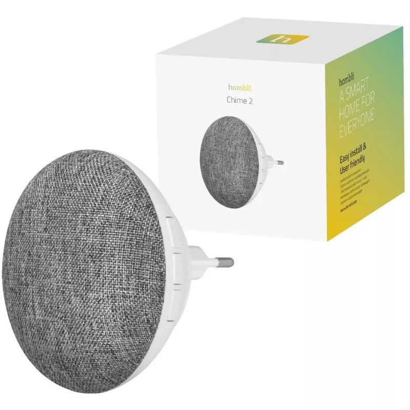 Durvju zvana signāls Hombli Doorbell Chime 2, Avanca International BV — bezvadu 433,92 MHz, maiņstrāva 110–240 V, C tipa kontaktdakša, pelēks/balts
