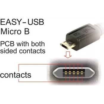 Kabelis DeLOCK EASY-USB 2.0 Type-A vīr. uz Micro-B vīr. leņķveida 5m melns