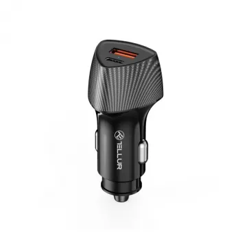 Auto lādētājs Tellur FCC10 38W 6A PD20W QC3.0 — USB-C un USB-A transportlīdzekļa strāvas adapteris