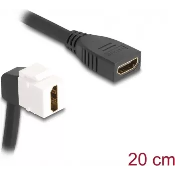 DeLOCK Keystone Module kabelis HDMI ligzda-ligzda 90° leņķī 8K 60 Hz 20 cm melna