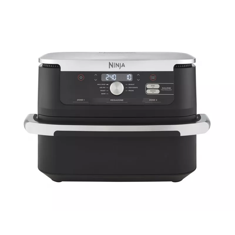 Ninja AF500EU friteris Dubultā 10,4 L Brīvi stāvošs 2470 W Karstā gaisa friteris Melns, nerūsējošais tērauds