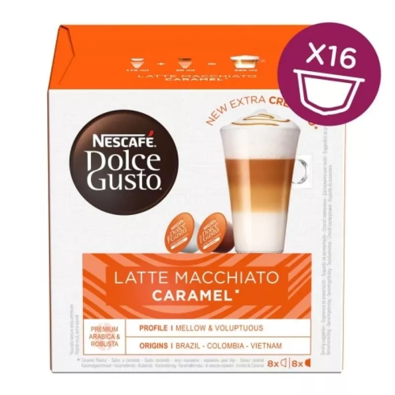 Nescafe Dolce Gusto Karameļu Latte Macchiato kafija, 16 kapsulas