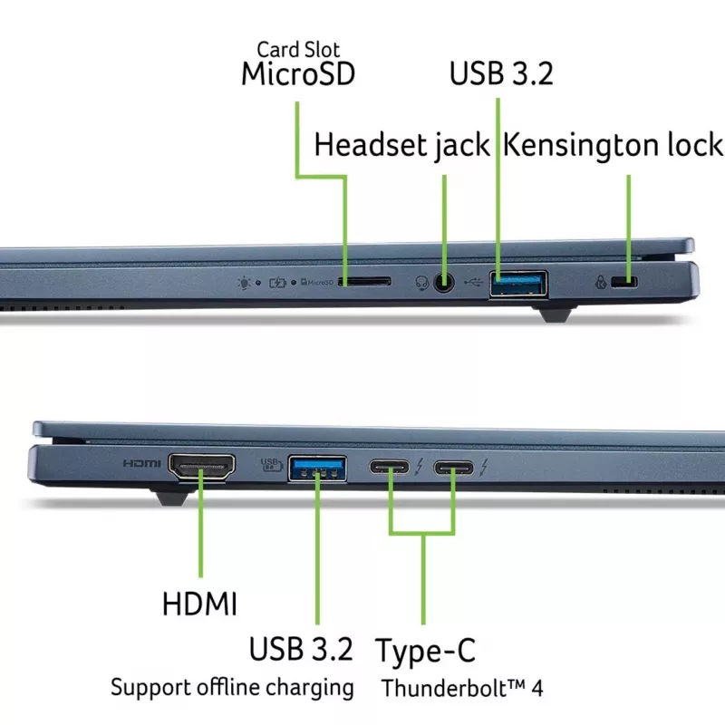 Acer Swift Go 14 AI NX.JNBEG.001 klēpjdators — Intel Core Ultra 7 256V, 14 collu WUXGA, 16 GB LPDDR5, 512 GB SSD, Intel Arc 140V, Windows 11