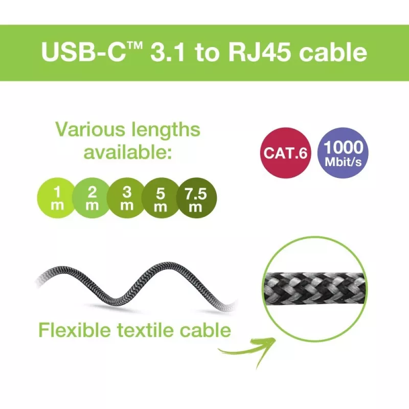 Techly ICOC U3C-RJ45-010 tīkla kabelis sudraba, melns 1 m Cat6 F/UTP (FTP)
