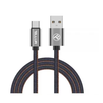 USB datu kabelis Tellur USB uz Type-C 1 m Denim, pīts 1m kabelis uzlādei un datu pārraidei