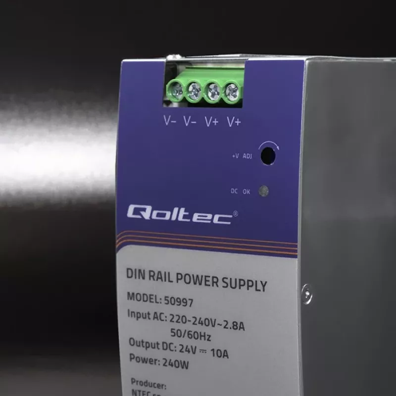 DIN sliedes barošanas avots QOLTEC 50997 240W 24V 10A