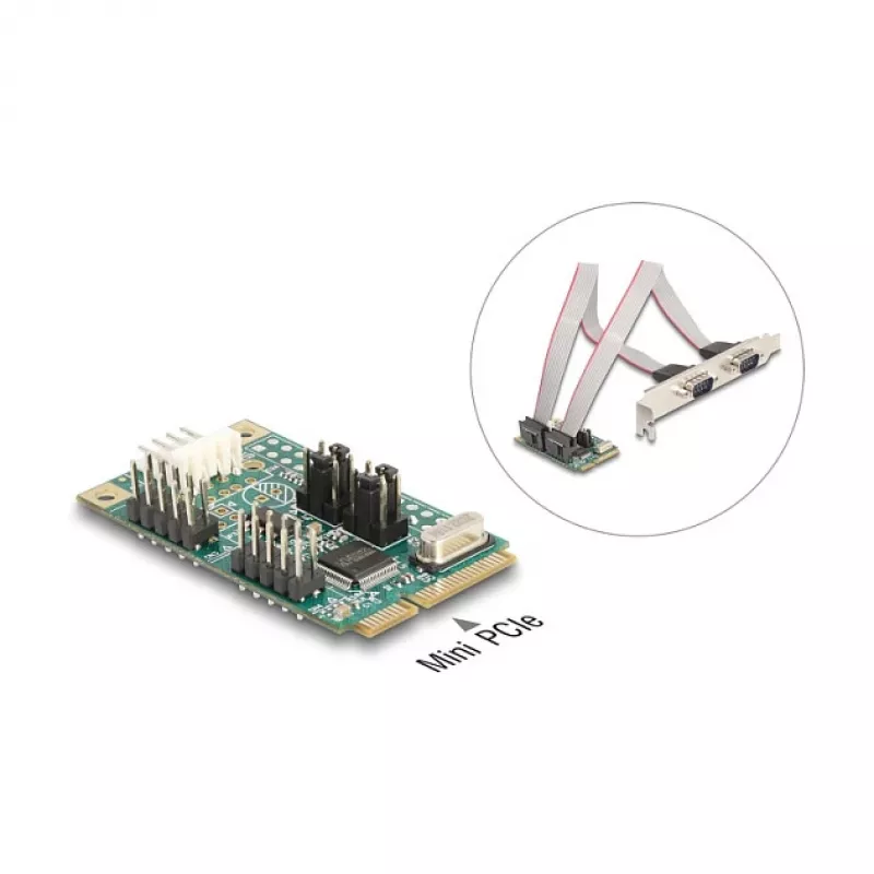 DeLOCK 95276 iekšējais RS-232 adapteris Mini PCI Express zaļā krāsā