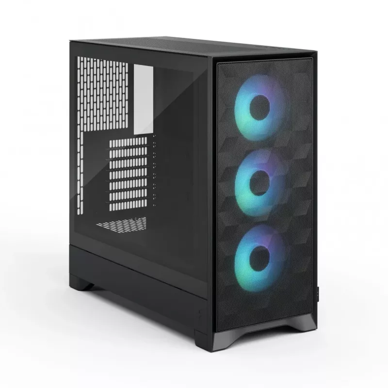 PC Case Fractal Design Pop 2 Air Melns TG RGB Midi Tower — ATX/Micro-ATX/Mini-ITX, 3x120mm priekšā, 1x120mm aizmugurē, 2.5 collu+3.5 collu nodalījumi