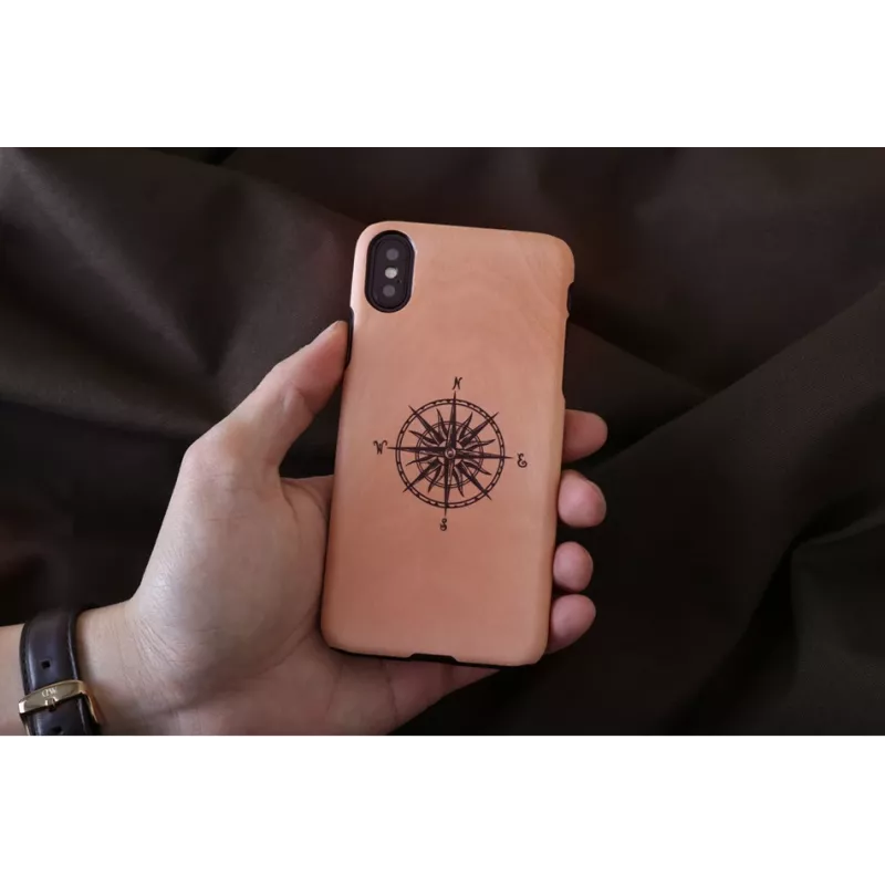 Viedtālruņa maciņš man and wood iPhone X/XS, melns, aizsargapvalks ar kompasa detaļu