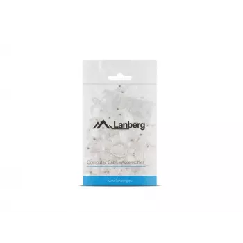 LANBERG RJ-45 vadu savienotājs PLU-6000 Cat6 U/UTP kabeļiem, caurspīdīgs/baltspīdīgs, 100 gab. iepakojumā
