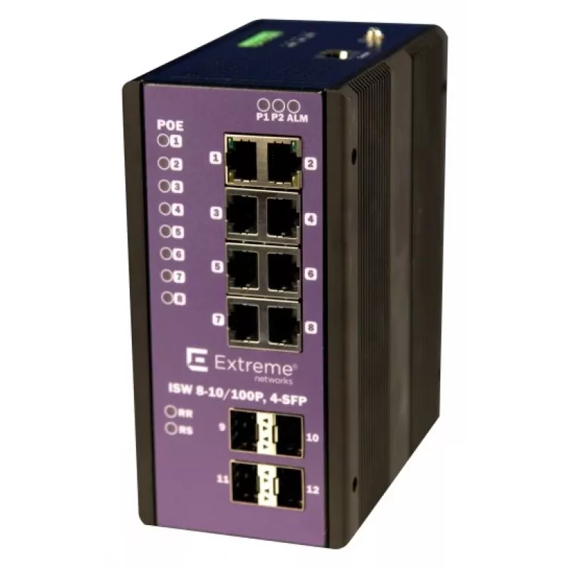Extreme 8-PORT POE+ Gigabit ar 4-PORT Sfp Darba temperatūra -40°C - +75°C