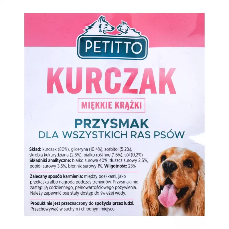 Suņu gardumi PETITTO Soft chicken rings 500 g — mīksta vistas uzkoda, 500 g iepakojums, olbaltumvielas 40%, mitrums 23%