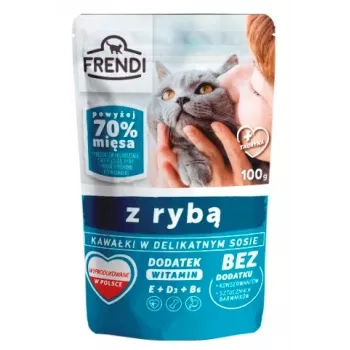 FRENDI Gabaliņi mērcē ar zivi - slapjā kaķu barība - 100 g