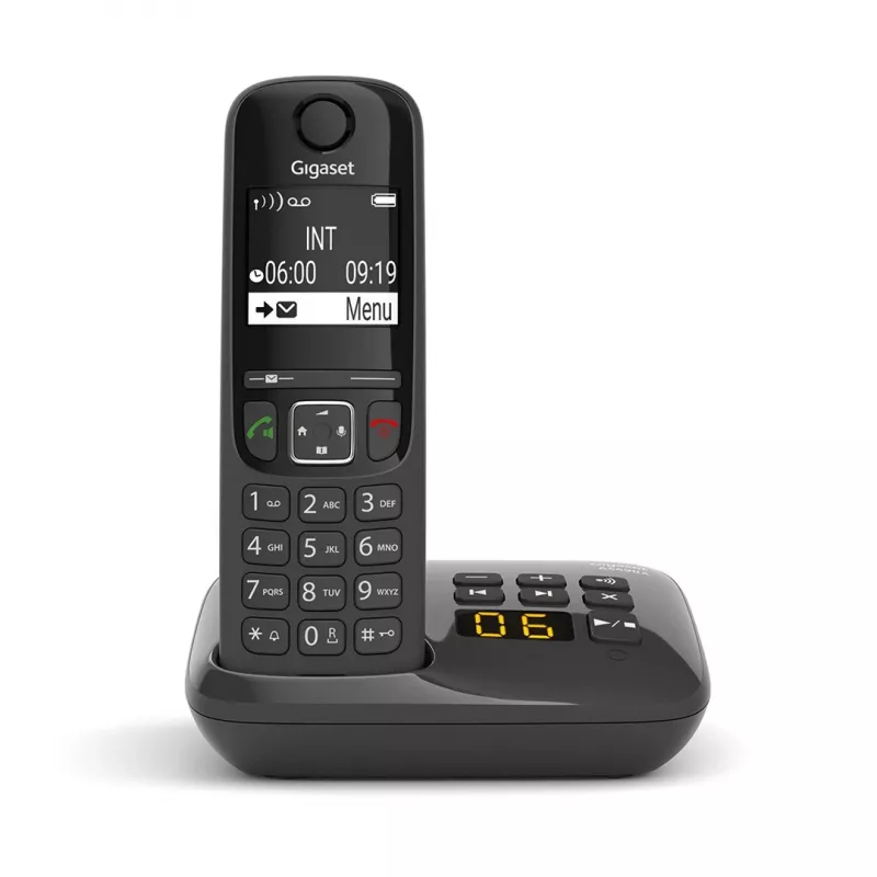 Gigaset AS690A Analog/DECT telefons zvanītāja ID Melns