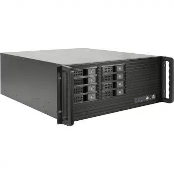 Rackmount korpuss INTER-TECH IPC 4U-4508 Melns — 4U servera/datora šasija, statņu montāža