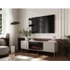 TV skapis ar kamīnu Cama Meble TRESSE 180x40x54,5 cm — melns rāmis, kašmira matēta virsma