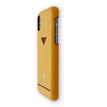 Telefona aizmugures vāciņš VixFox iPhone X/XS, sinepju dzeltenā krāsā, aizmugures apvalks ar kartes slotu