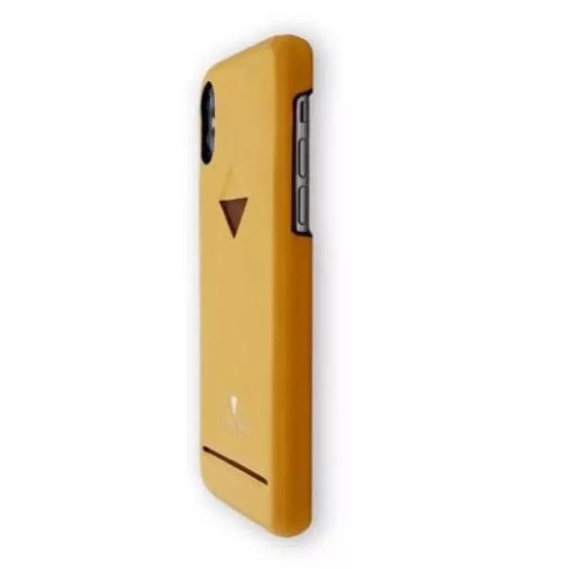 Telefona aizmugures vāciņš VixFox iPhone X/XS, sinepju dzeltenā krāsā, aizmugures apvalks ar kartes slotu