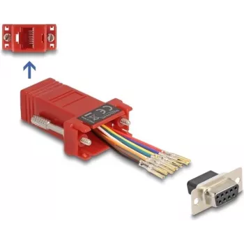 DeLOCK D-Sub 9 kontaktu ligzda uz RJ45 ligzdu montāžas komplekts sarkans VGA RJ-45
