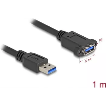 DeLOCK USB kabelis, USB Type-A vīr. – siev., 1 m, 5 Gbps, melns