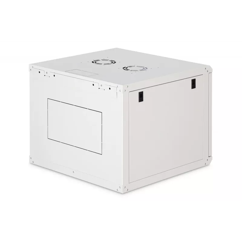Pie sienas stiprināms 19 collu statņu skapis DIGITUS Dynamic-N DN-37106 — 9U, 600x600 mm, IP20, atslēgas slēdzene