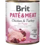 Mitrā suņu barība Brit Paté & Meat 800 g — pilnvērtīga konservēta barība junioriem, tītars ar vistu, bez graudiem, 75% mitrums