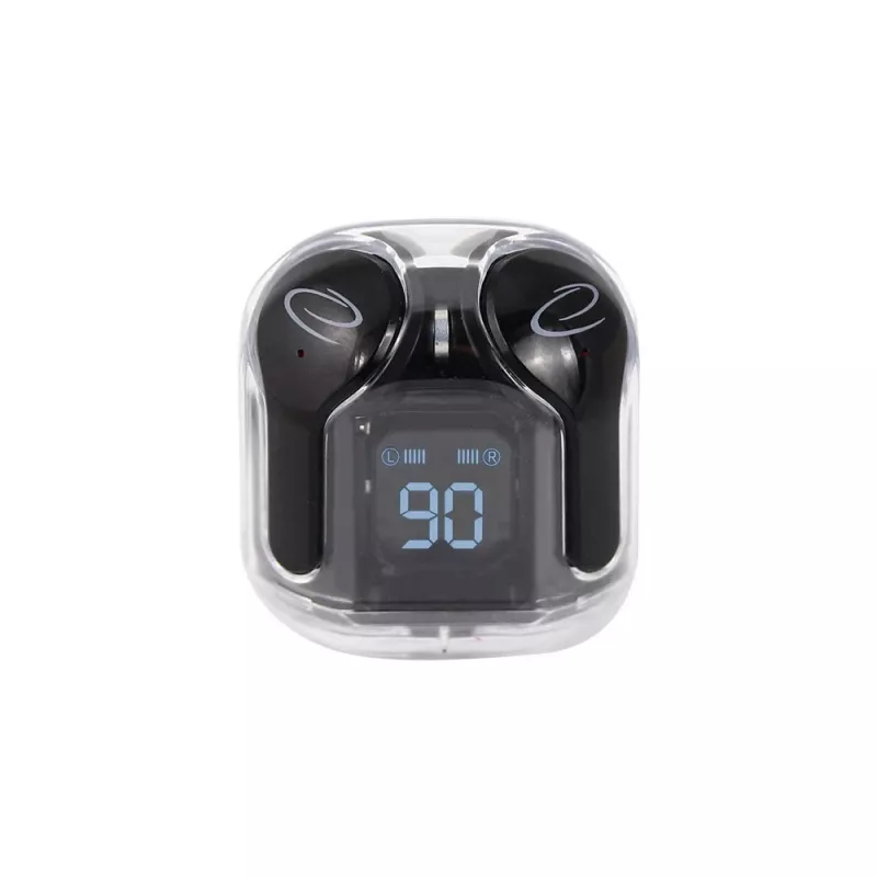 Ievietojamās bezvadu austiņas ESPERANZA EH238K — Bluetooth 5.3, 2,4 GHz, 10 m diapazons, 230 mAh baterija, skārienvadība, melnas
