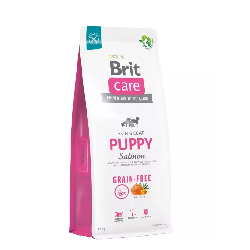 Sausā suņu barība Brit Care Puppy Potato & Salmon 12 kg — bez graudiem, 30% olbaltumvielu, kucēniem līdz 12 mēnešiem