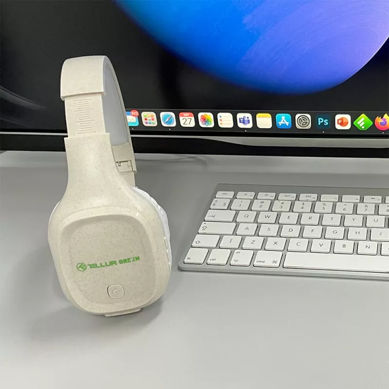 Tellur zaļa Bluetooth pārlika austiņas Pulse salokāmas krēmkrāsas TLL511441