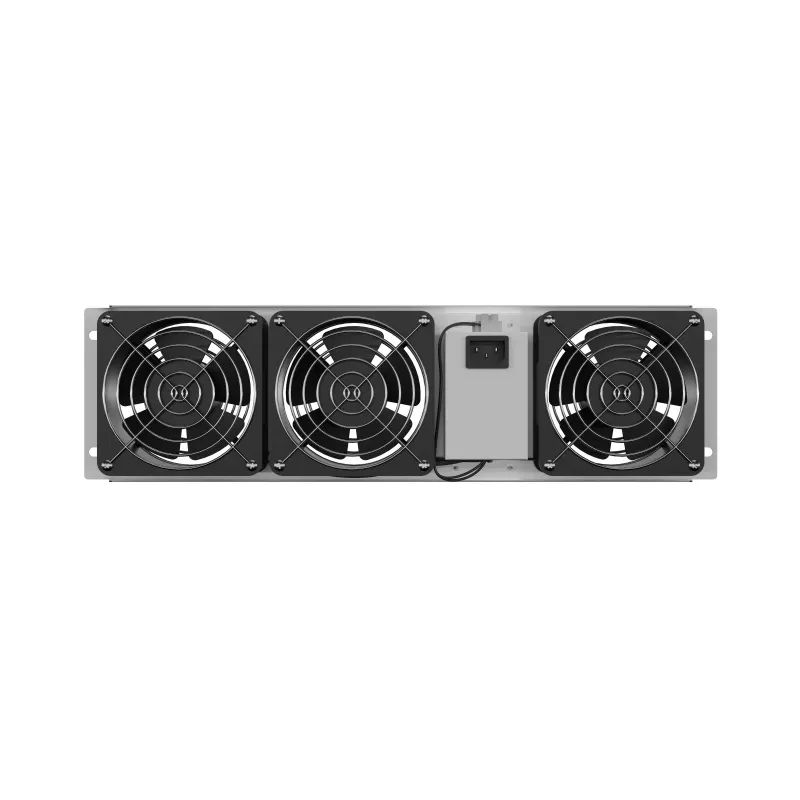 Ventilācijas panelis vertikāls 19 collu statīva skapim, 3 ventilatori, 230 V, pelēks