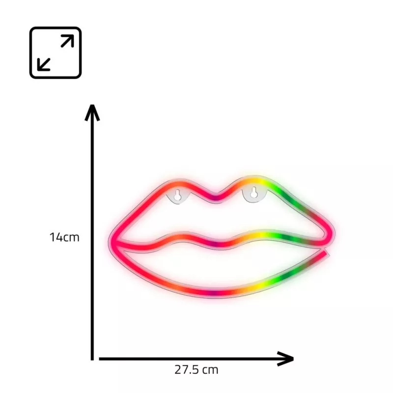 Neona gaismas MANTA SNL61RGB LIPS RGB krāsu mainoša dekoratīvā zīme, modelis SNL61RGB