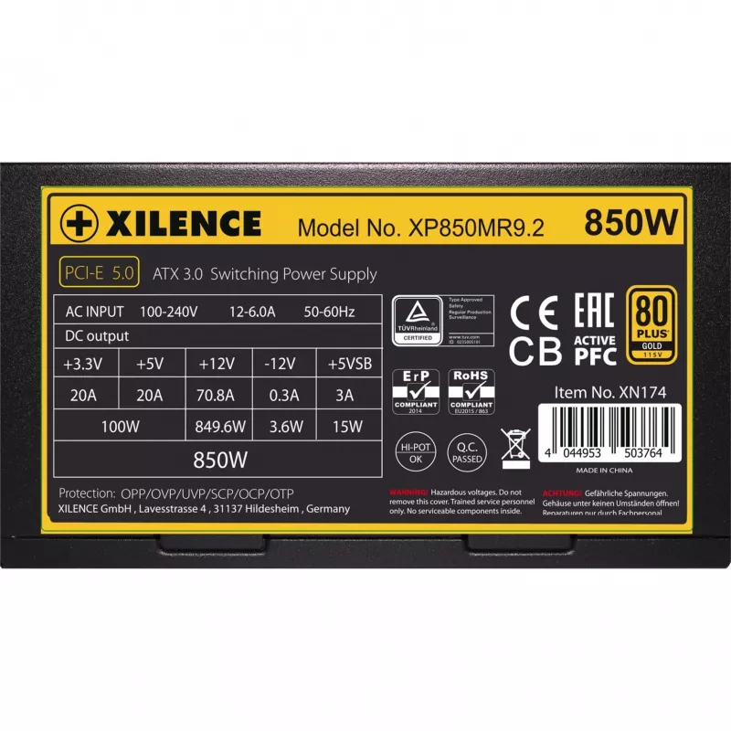 Barošanas bloks XILENCE 750W, 80 PLUS GOLD, aktīvs PFC, XN173