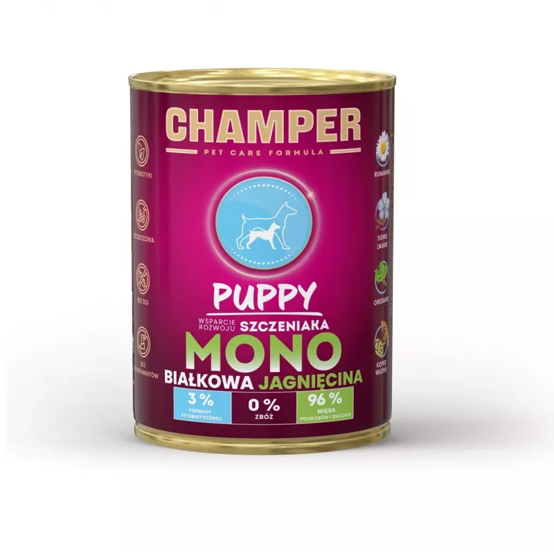 CHAMPER Puppy Monoprotein Lamb - mitrā suņu barība - 400g