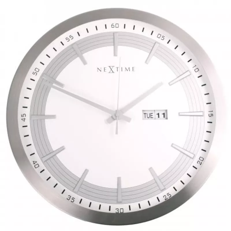 NeXtime klok 3009 Captain, Ø44 cm, sienas, balts