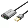 Vention USB ārējā skaņas karte 0,15 m pelēka metāla
