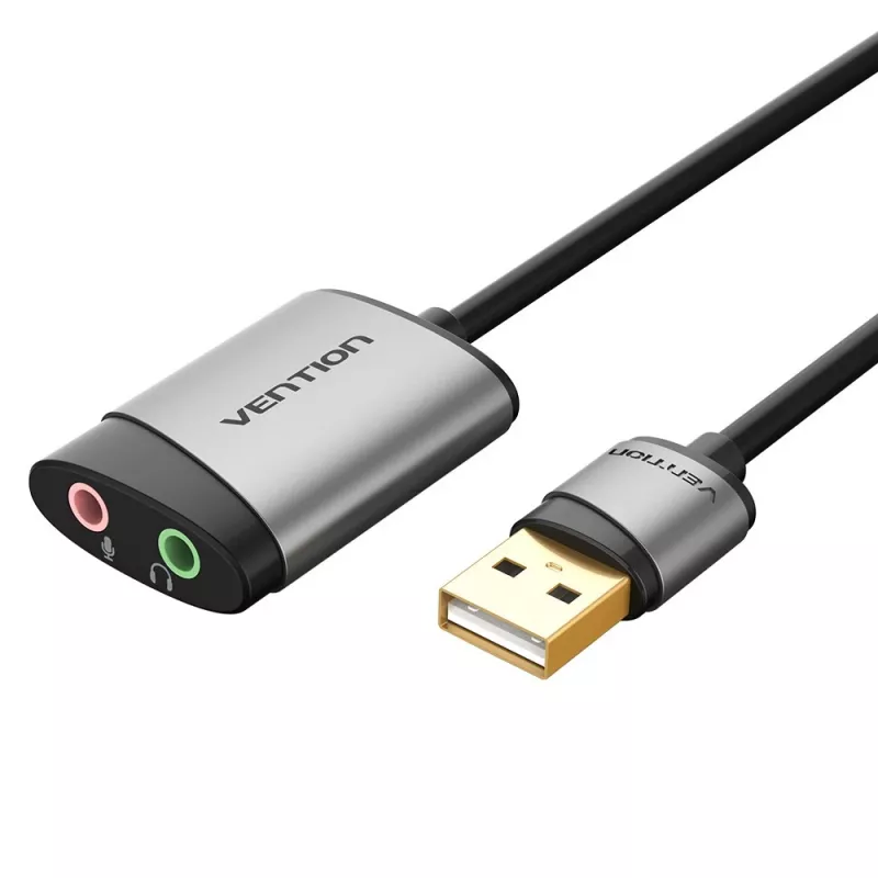 Vention USB ārējā skaņas karte 0,15 m pelēka metāla